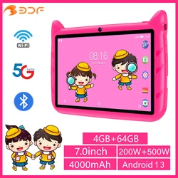 2025 New 7 Inch Kids Tablets Android 13 Quad Core 4GB RAM 64GB ROM 5G WiFi Bluetooth Google Learning Education Tablet PC 4000mAh