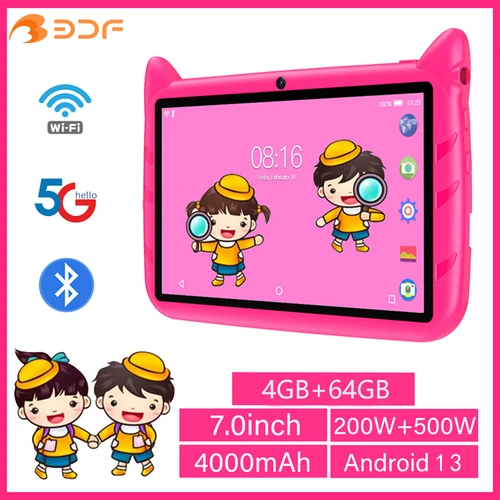 Tableta educativa de 7 pulgadas para niños, dispositivo con Android 13, cuatro núcleos, 4GB de RAM, 64GB de ROM, 5G, WiFi, Bluetooth, Google Learning, PC, 4000mAh, novedad de 2025