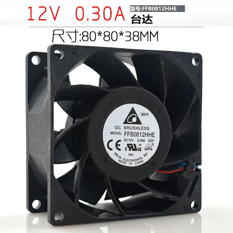 for FFB0812HHE 8038 12V 0.30A 8CM PWM Speed Regulation Silent Double Ball Fan