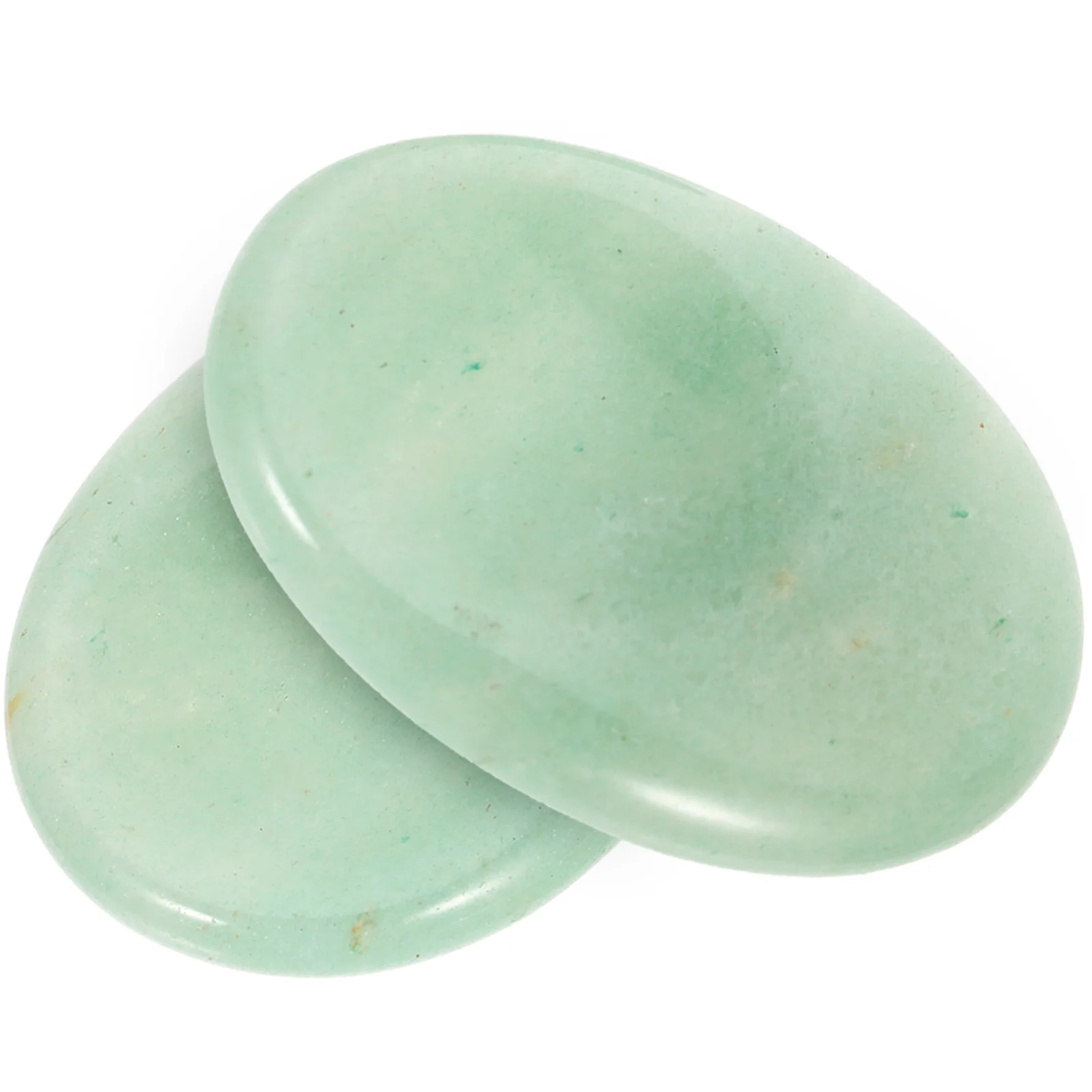 

2pcs Natural Green Thumb Stone Ellipse Decompression Finger Massage Tool Worry Stone Body Massager