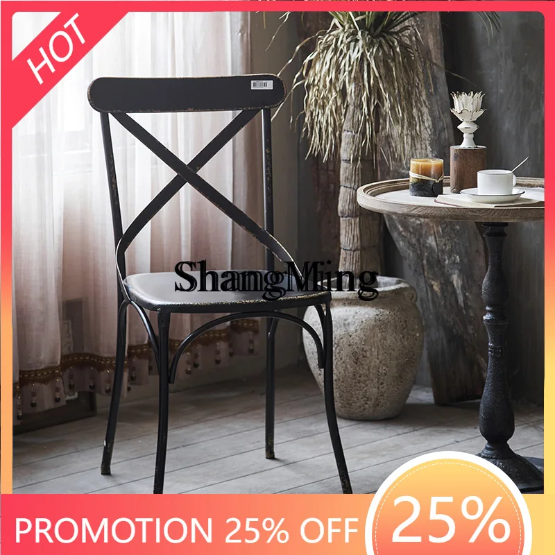

SM home simple wrought iron retro old restaurant chair commercial office home backrest leisure chair