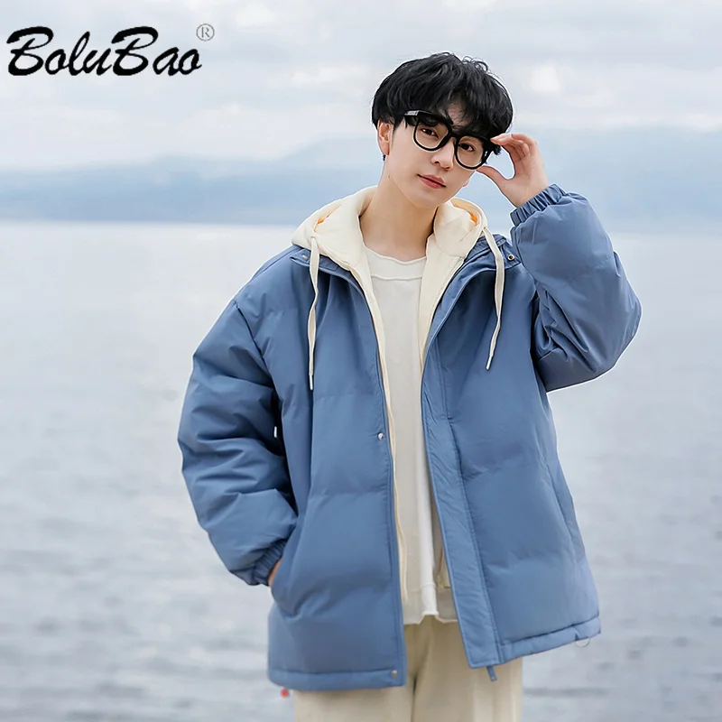 

BOLUBAO 2024 Outdoor Parka Padded Jacket For Men Pure Cotton Fake Two Hooded Coats High Quality Parka Padded Jacket For Men