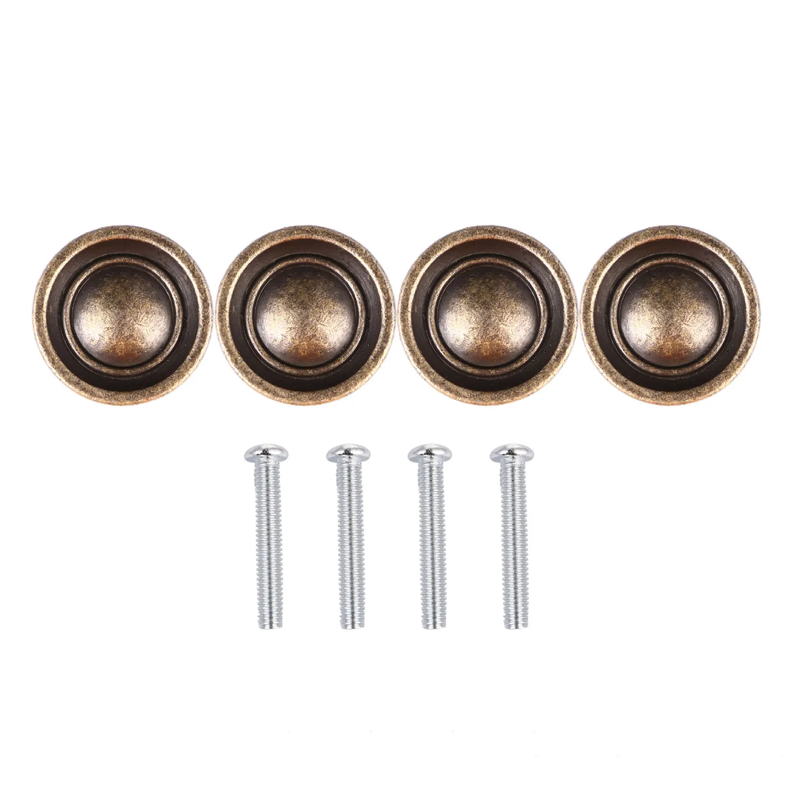 

4Pcs Vintage Round Cabinet Knobs Durable Single-Hole Drawer Wardrobe Handles Simple Style Door Handles Home Supply