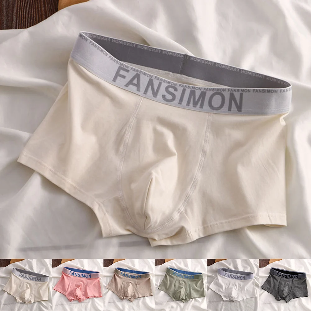 Comfortable Men's Boxers Briefs Underpants Middle Waist Shorts Cotton Fabric Solid Pattern Stylish Sexy Men's Underwear