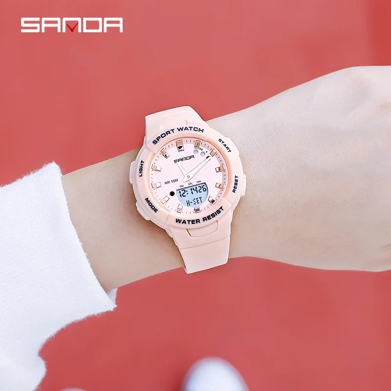 SANDA 6005 Electronic Watches Fashion Trends Outdoor Leisure Various Colors Silicone Strap Student Wrist Watch for Boy and Girl