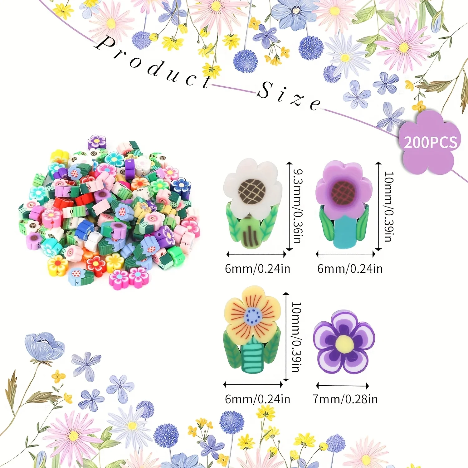 10mm Two Types of Flower Soft Ceramic Beads Mixed Together, Can Be Used as a Small Bracelet Gift for DIY Jewelry Making view 3