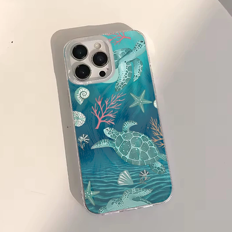 Silk texture Teal ocean Animal Summer Phone Case For Xiaomi Redmi Note 14 Pro 13 12 11 10 Pro 5G 13 14C Plus Hard IMD PC Cover view 6