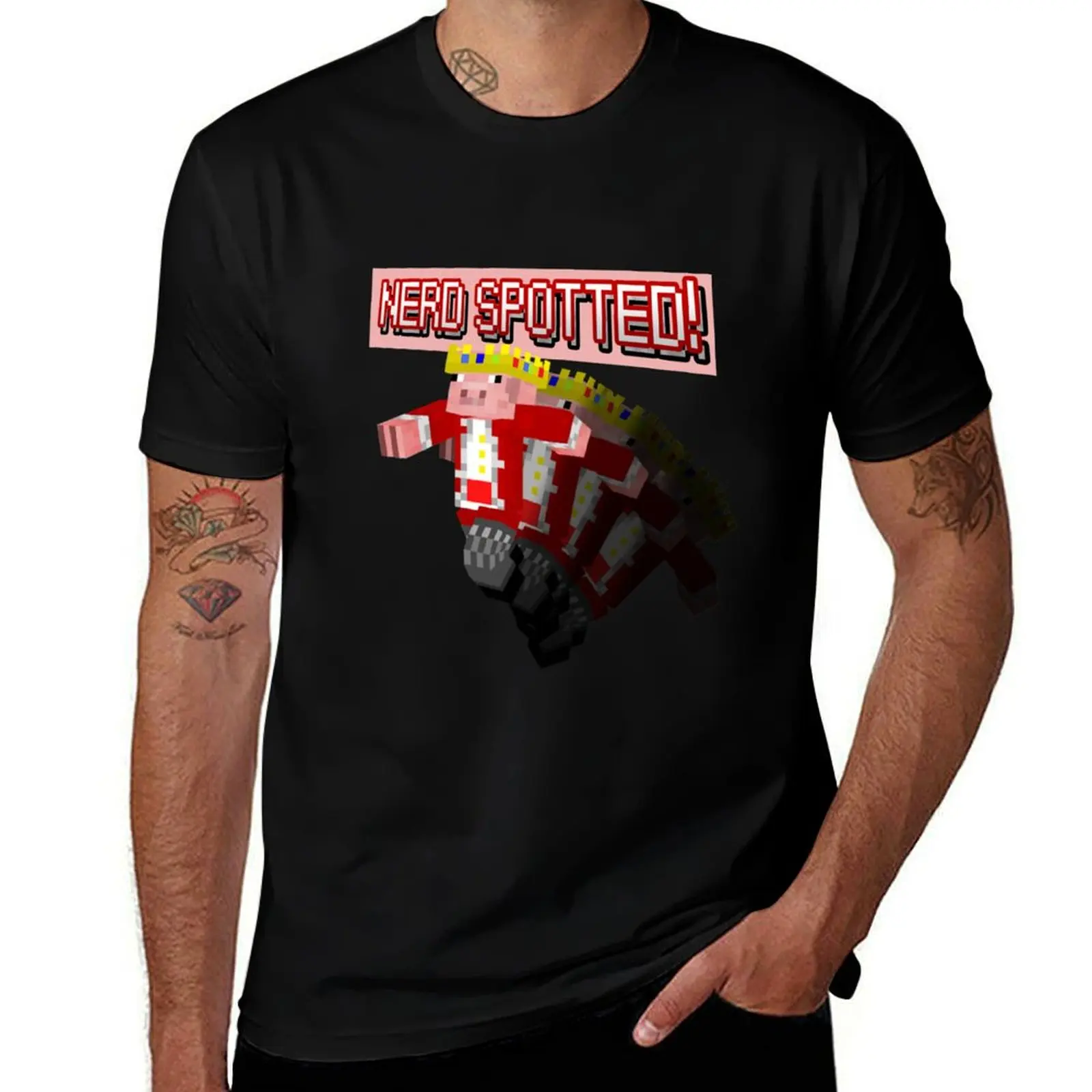 

Technoblade NERD SPOTTED Pin Button T-Shirt Simple Solid Color Crew Neck Tee