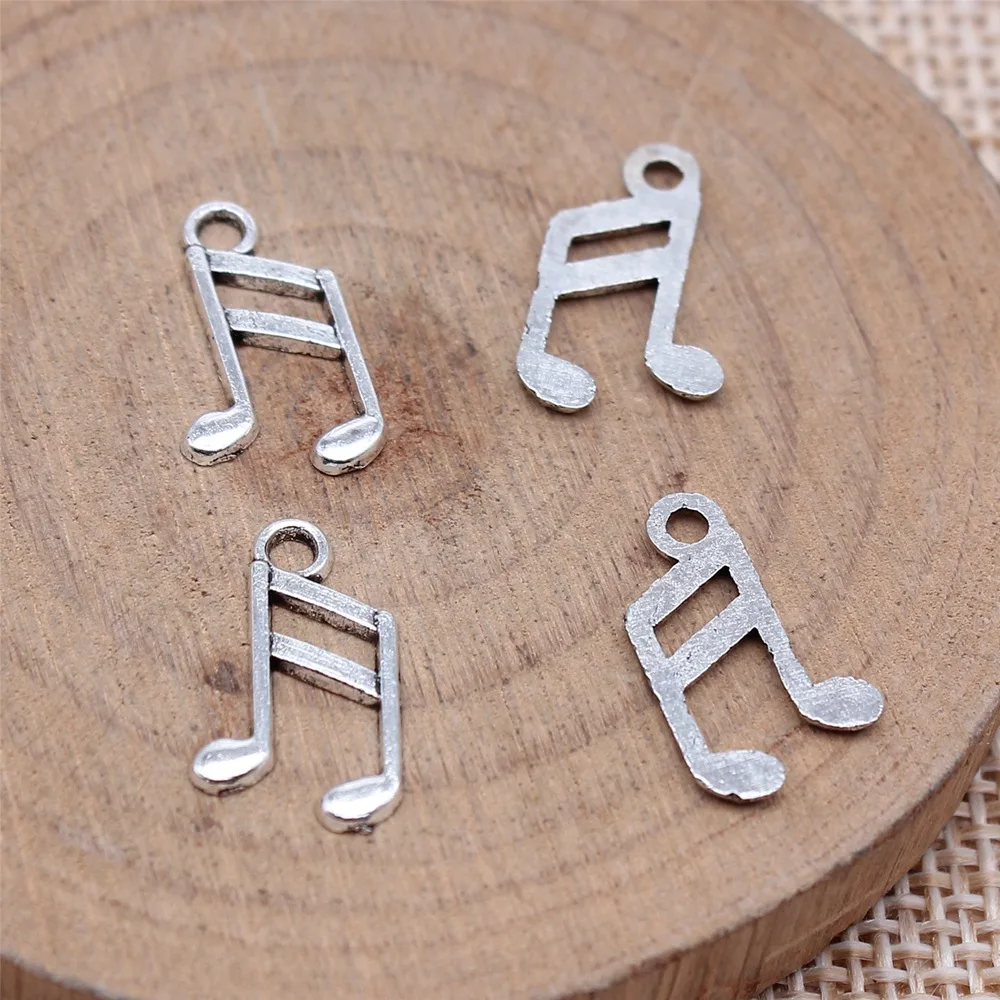 60Pcs/Lot 10x16mm Antique Silver Color Music Note Charms Pendant For DIY Jewelry Making Handmade Jewelry Craft Findings