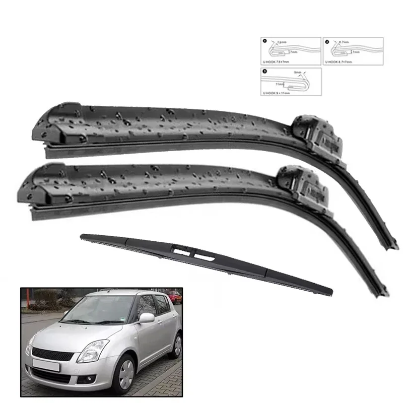

Wiper Front & Rear Wiper Blades Set Kit For Suzuki Swift Hatchback 2004 - 2010 Windscreen Windshield Window 21"+18"+10"