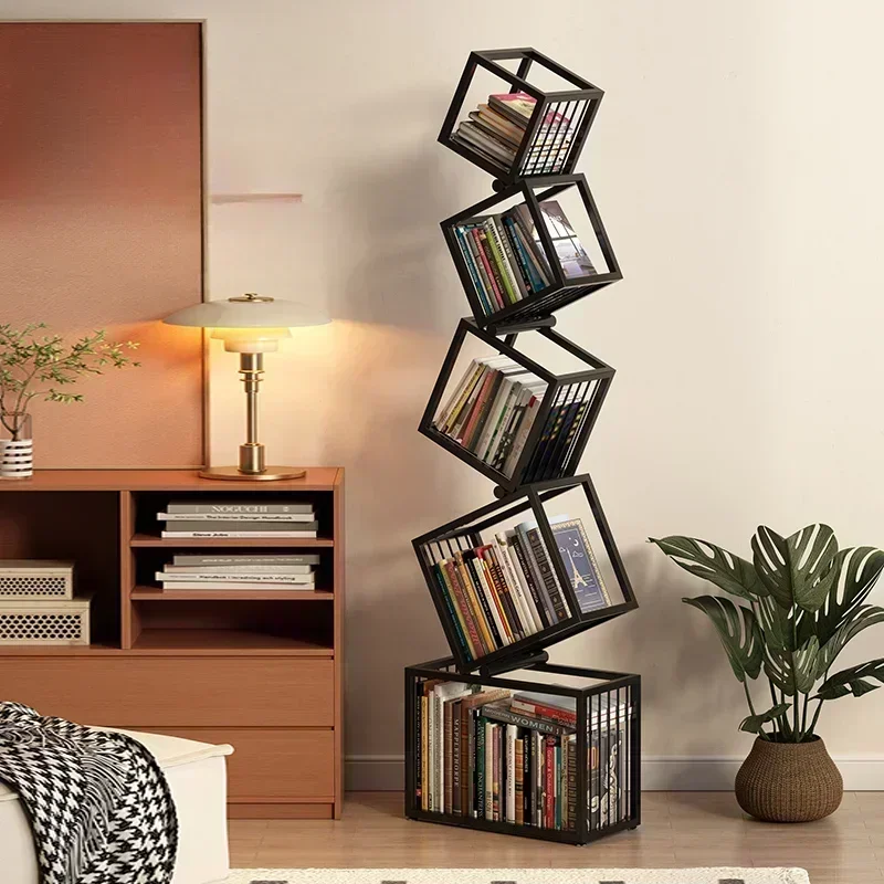 Customizable Rotating Bookshelf Storage Book Shelves Magazine Rack Shelf Organizer Aesthetic Children's Bookcases