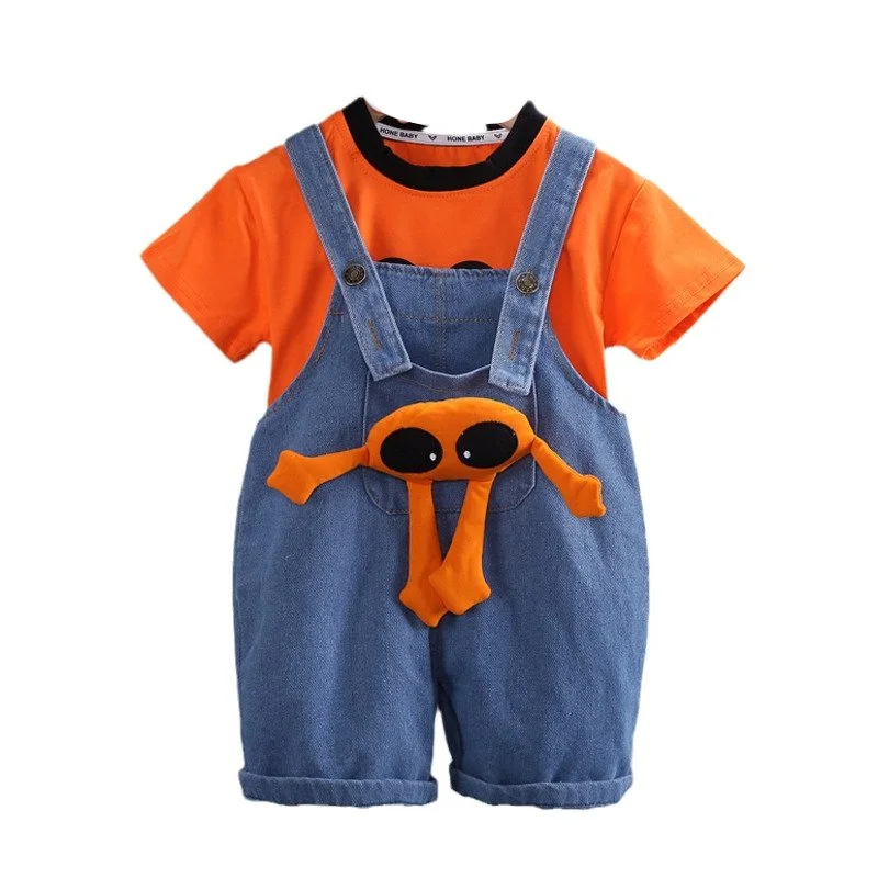 

New Summer Baby Girls Clothes Children Boys Casual Short Sleeve T-Shirt Overalls 2Pcs/Set Toddler Sports Costume Kids Tracksuits