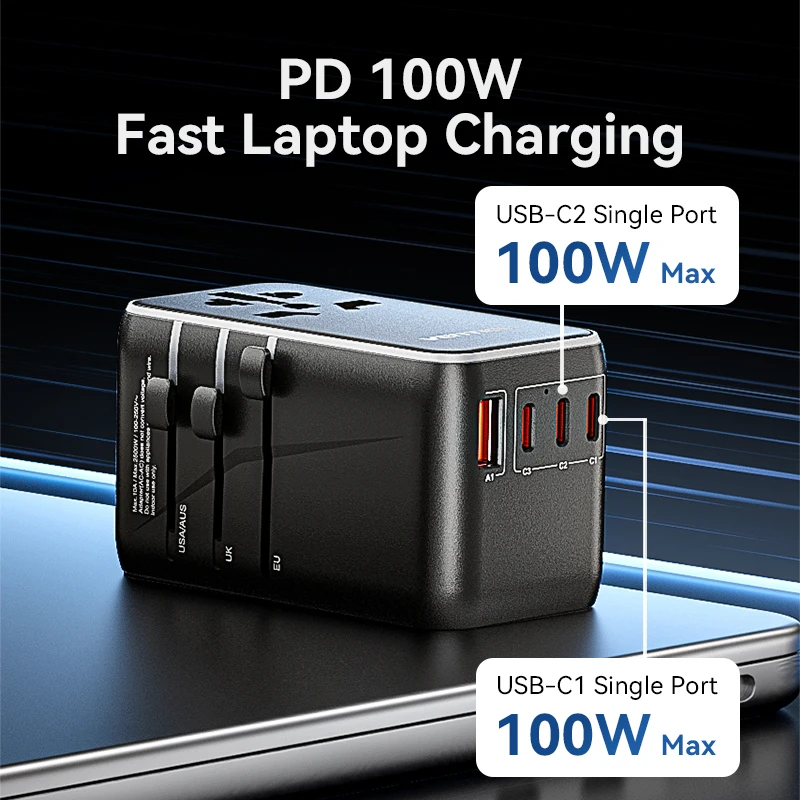 Vention 120 واط GaN محول السفر العالمي الكل في واحد محول السفر في جميع أنحاء العالم PD الجدار شاحن التيار المتناوب محول القابس الطاقة للولايات المتحدة الأمريكية الاتحاد الأوروبي #2