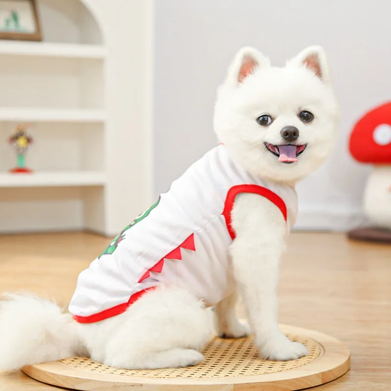 

Maltese Dinosaur Vest Teddy Breathable Clothes Puppy Mesh Pullover Outdoor Sun Protection Pet Short Sleeve