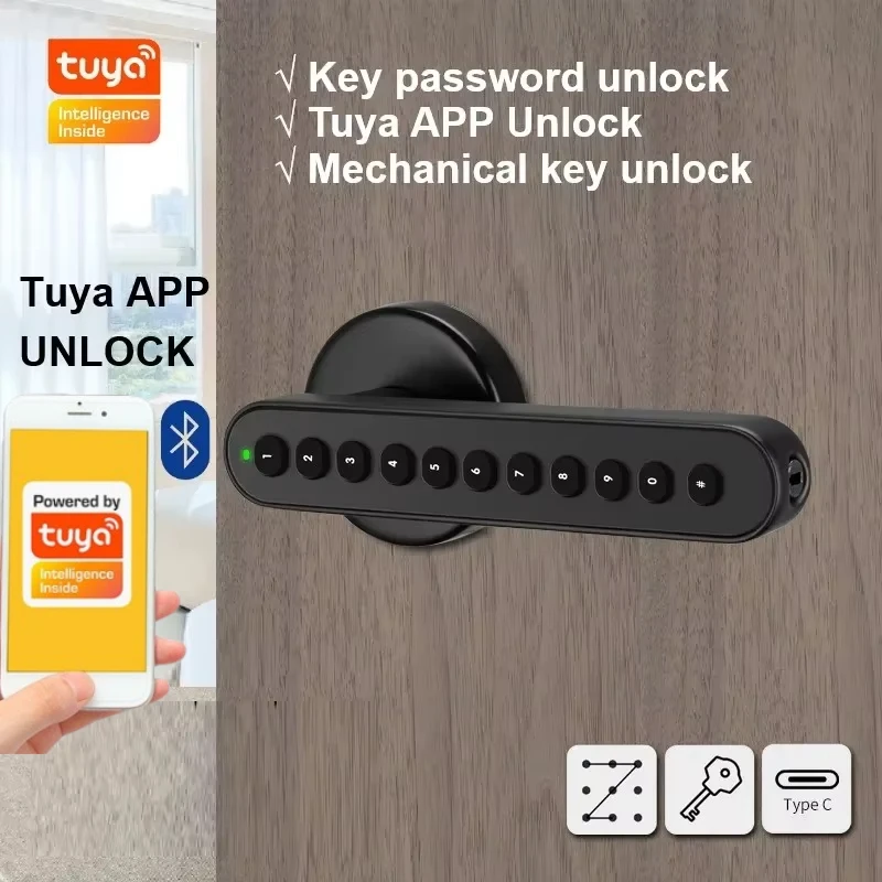 

Приложение Tuya Bluetooth, умный дверной замок, домашний умный замок с паролем, силиконовая кнопка, код, противоугонный сейф, замок с ключами