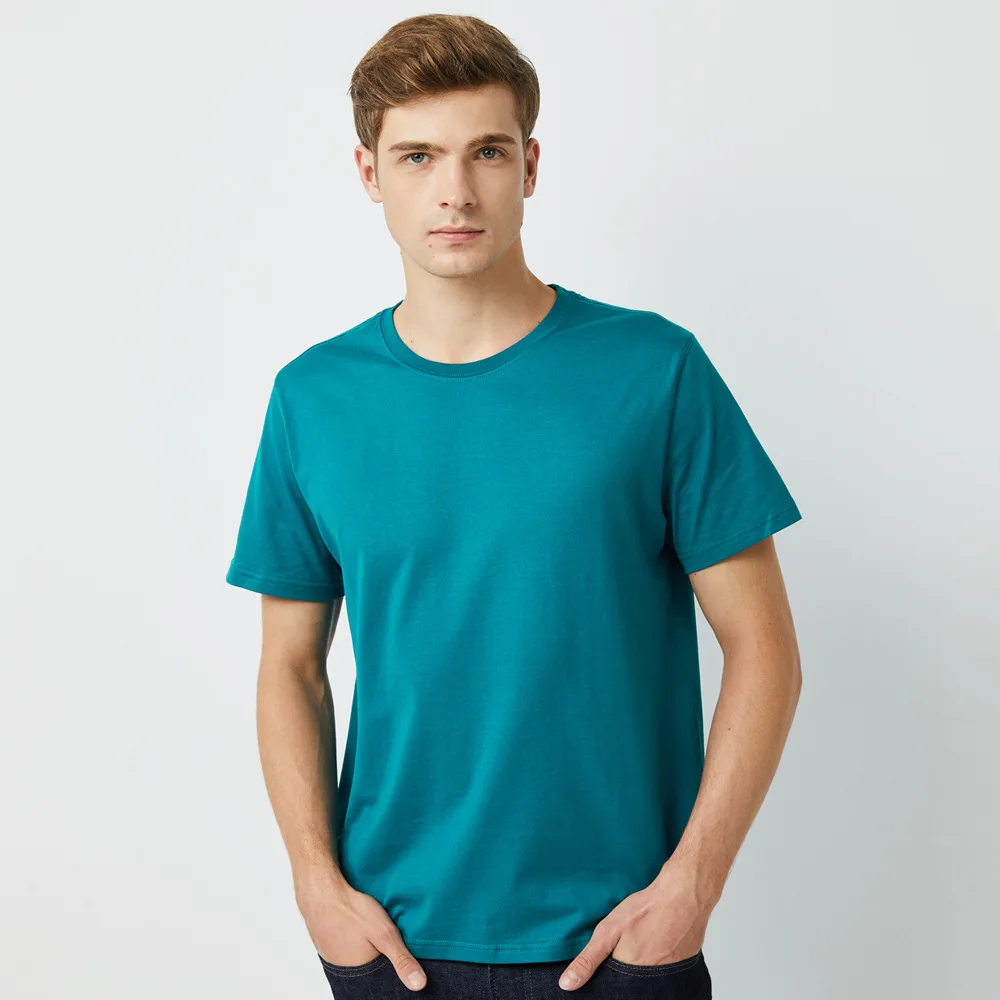 URSPORTTECH Summer Solid Color Blank T Shirt Men's Tops 200g 100% Cotton Casual Sports T-shirts Men Clothing Tee Shirts for Men