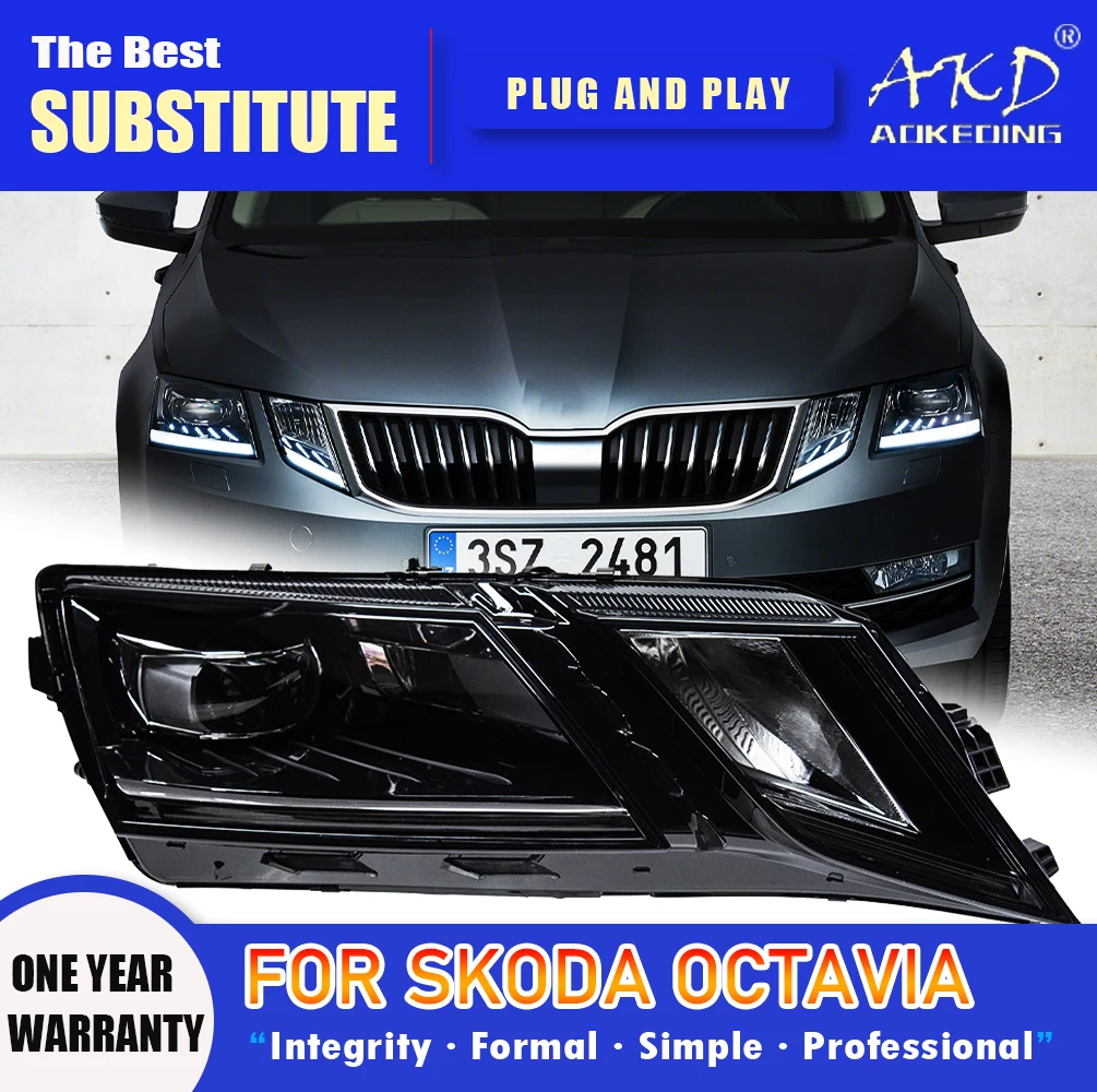 AKD lampa czołowa dla Skoda Octavia LED reflektor 2018-2020 reflektory Octavia DRL kierunkowskazy światła drogowe soczewki projektora anioła oka