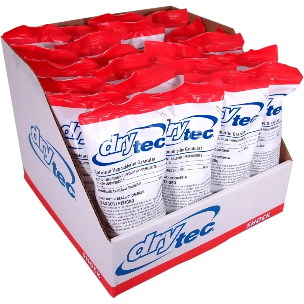 Calcium Hypochlorite Chlorine Shock Treatment, For Swimming Pools, One Pound Twenty Four Pack