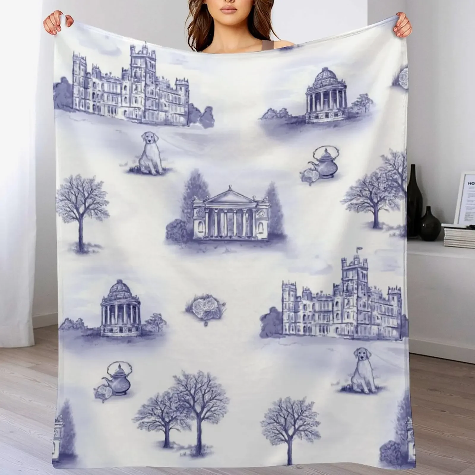 

Downton Abbey inspired Toile Throw Blanket Bed wednesday Luxury Blankets