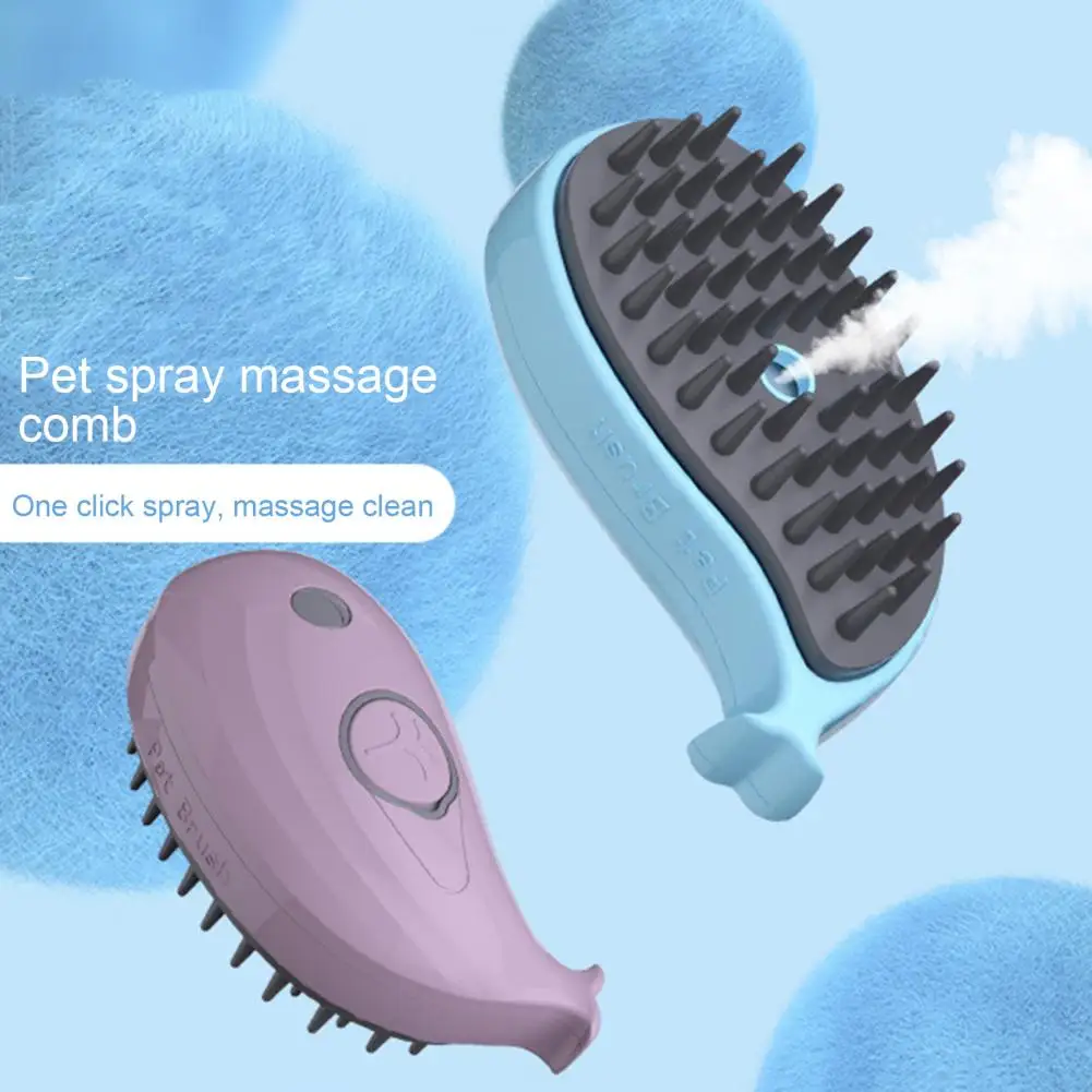 1 Set Pet Comb Whale-Shaped Steamy Cat Hair Removal Brush Set Dog Massage Grooming Brush Pet Supplies