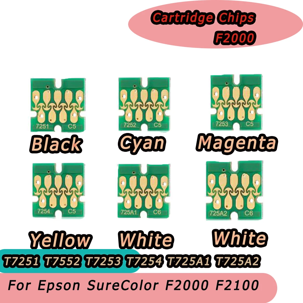 

For Epson Sure color F2000 F2100 Printer T7251 T7552 T7253 T7254 T725A1 T725A2 Ink cartridge Chip