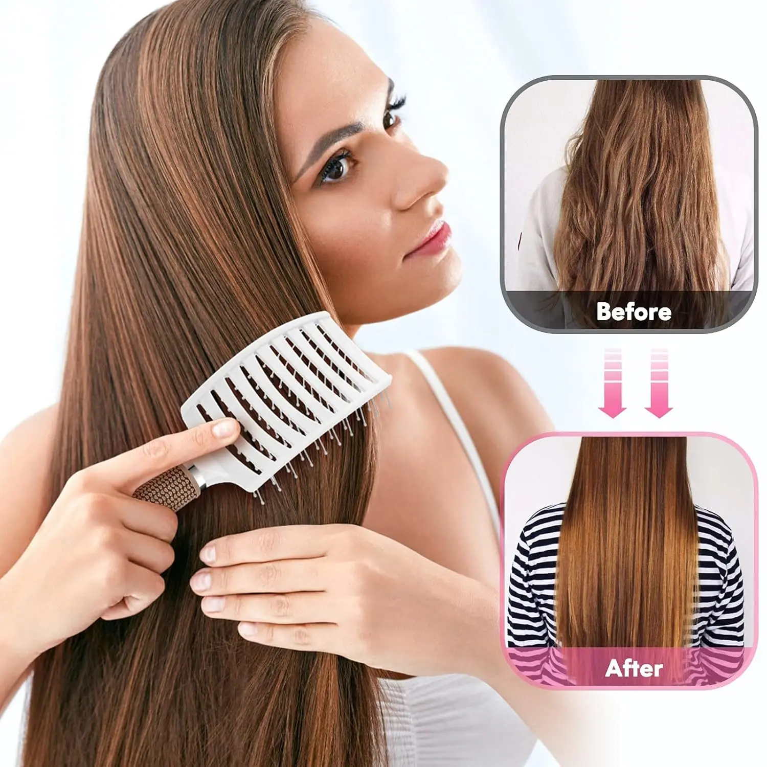 Hair Brush, Professional Curved Vented Brush for Faster Blow Drying for Women, Men, Paddle Detangling Brush for Wet Dry Curly