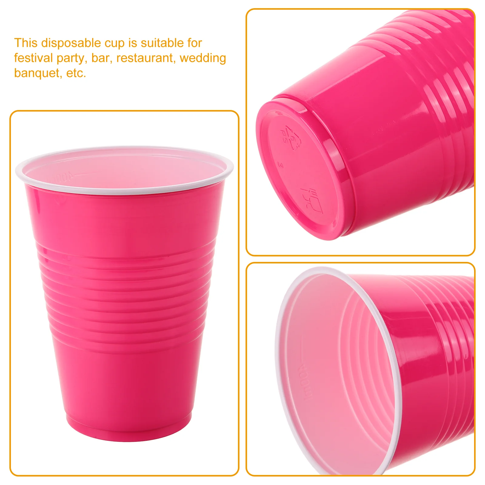 20 Pcs Water Cup Disposable Party Birthday Decoration (rose Red 16oz Plastic 20pcs) Cups for Drinking Wedding Rosy Delicate