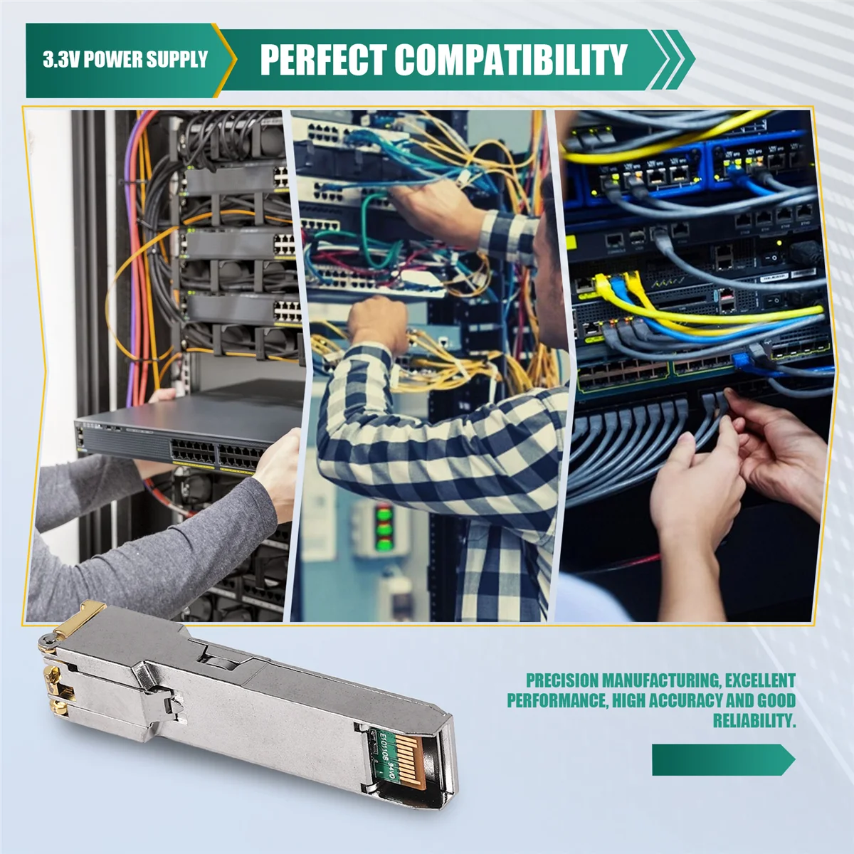 وحدة جيجابت RJ45 SFP فعالة 10/100/1000 ميجابت في الثانية SFP جهاز إرسال واستقبال RJ45 نحاسي