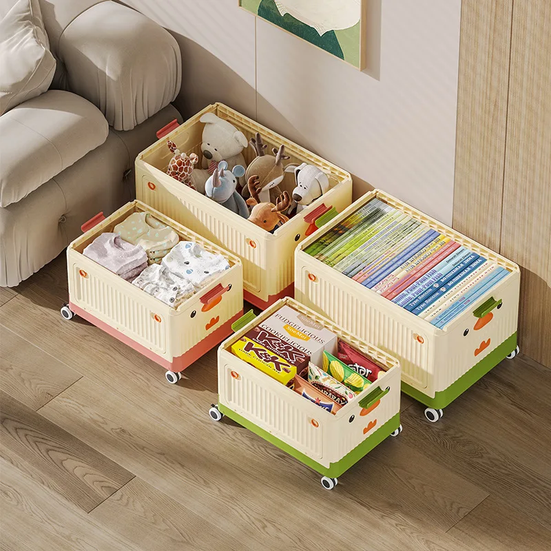 Large Capacity Children\'s Toy Storage Box With Wheels Household Stacksable Sundries Books Building Blocks PP Organizer Container