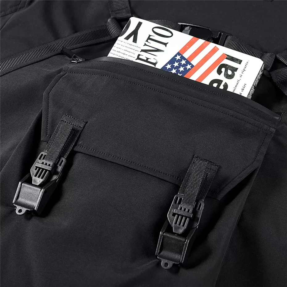 Black Cargo Jacket Men Techwear Multi-pocket Jacket Autumn Streetwear Bomber Jackets Coats Male Function