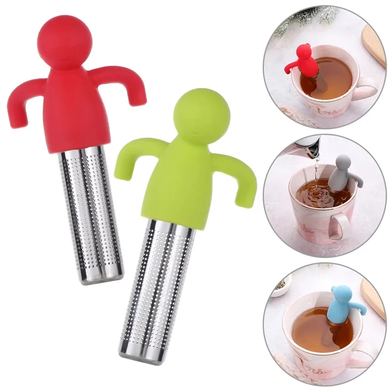 Creative Little Man Shape Silicone Stainless Steel Tea Infuser Strainer Sieve Leaf Filter Tea Infuser Silicone Accessories