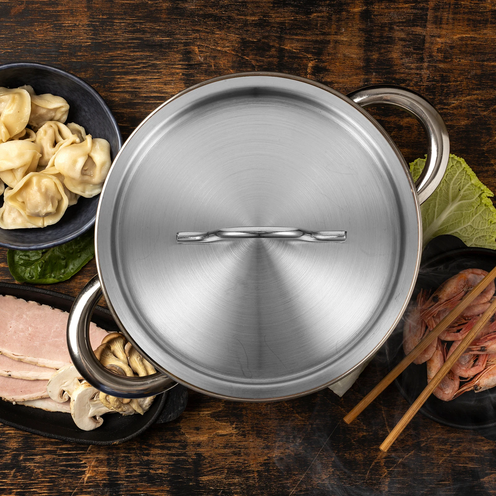 

1pcs Universal Stainless Steel Pot Lid Replacement Heavy Duty Round For Soup Bucket Cooking Pans Large Iron Cauldrons Leakproof