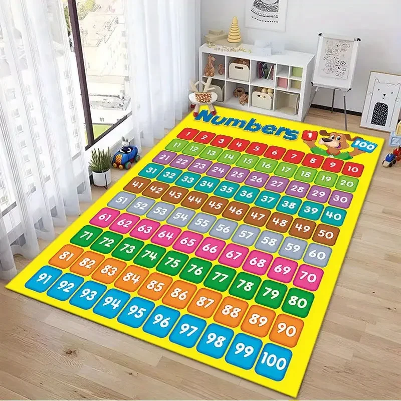 أرقام 1-100 الكرتون الألغاز السجاد لديكور غرفة الأطفال الاطفال تلعب حصيرة الحضانة غرفة المعيشة البساط منطقة القراءة البساط هدية الكريسماس #1