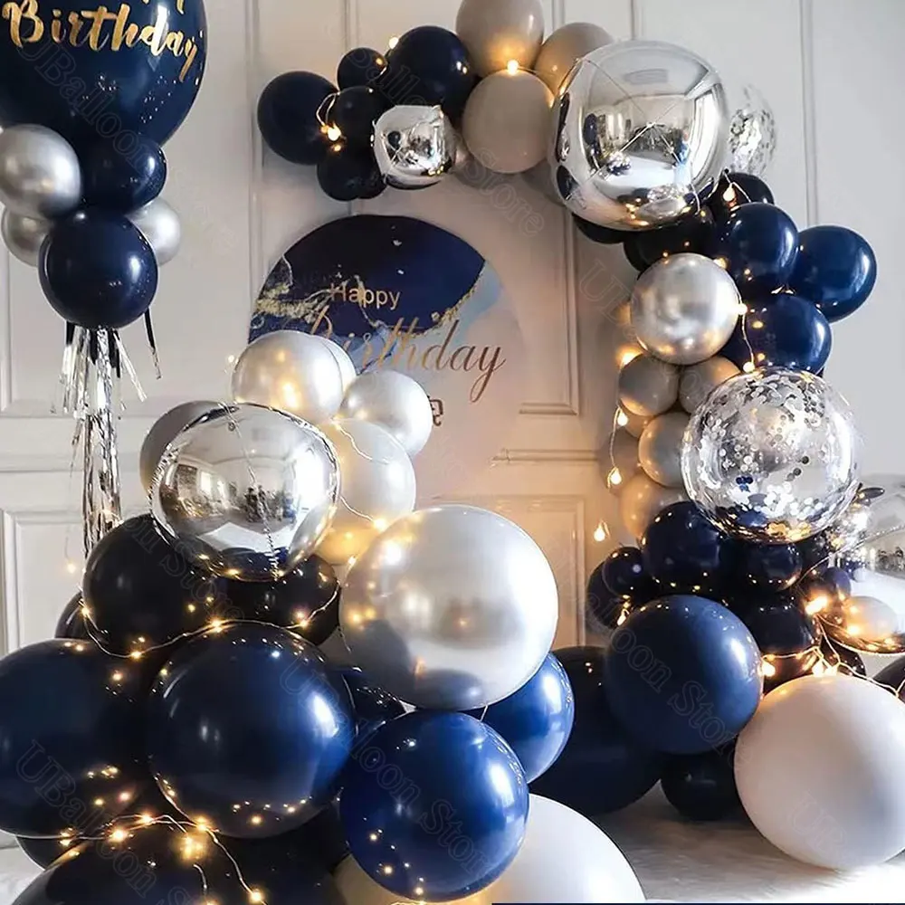10 BALLONS LATEX NATUREL 33CM BLEU LAGON MÉTAL