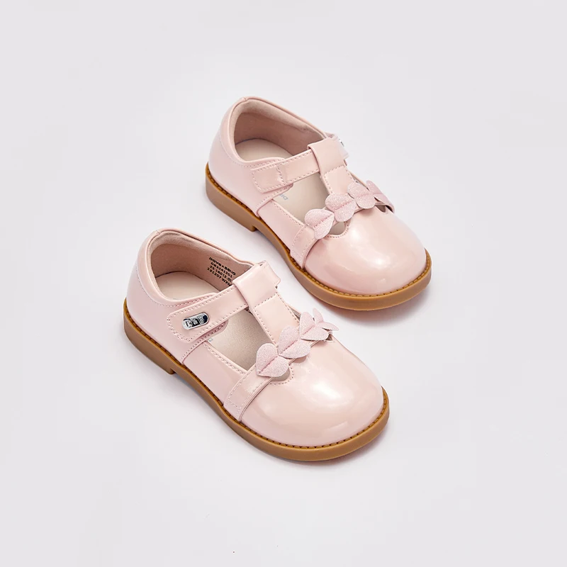 Dave Bella 2024 Autumn Children Girls Leather Shoes Rubber Soft Bottom Non-Slip Shoes Pink Kid Leather Shoes DB3241351