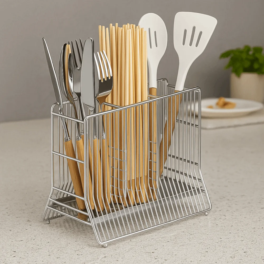 

Large Capacity Cutlery Drying Basket Space Saving Anti-slip Chopstick Drying Rack Moisture-proof Tableware Drainer Countertop