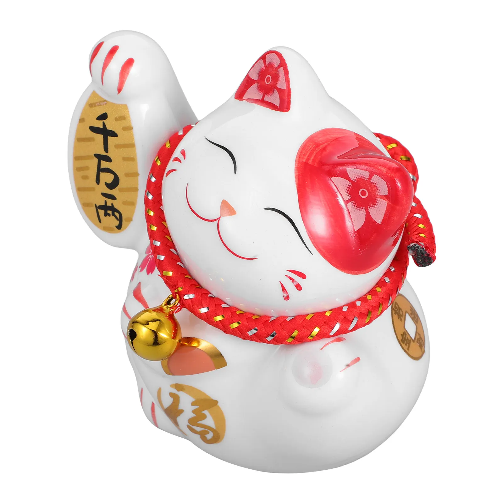 Ceramic Fortune Cat Coin Bank Maneki Neko Beckoning Money Box Home Decor Accent Feng Shui Savings Pot Gift Decorative Coin Jar
