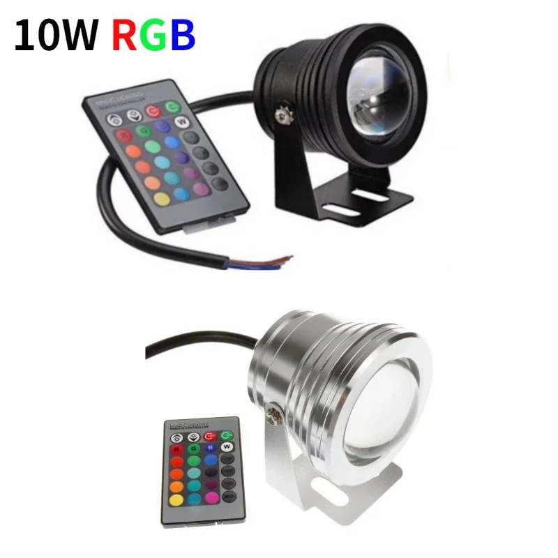 

16 Color 10W Underwater RGB Led Light 12V 1000LM IP67 Waterproof Fountain Pool Lamp Lights Change 24key IR Remote Controller