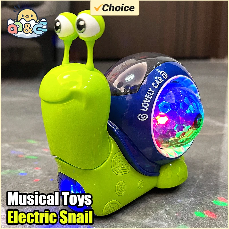 Electric Snail Interactive Musical Colorful Light Up Crawling Baby Toys Early Learning Educational Toys for Kids Christmas Gifts