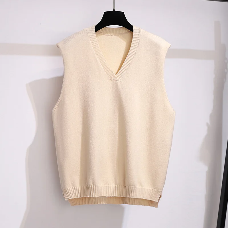 

Large Size Women's Bust 170cm Loose Fashion Sweater Knit Vest 6XL 7XL 8XL 9XL 10X Sleeveless Solid V-neck Vest 170Kg