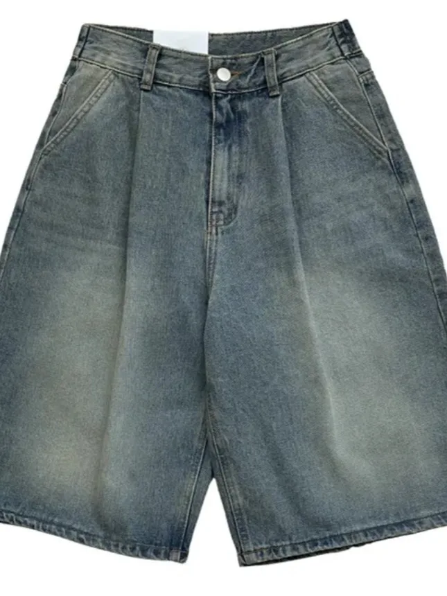 Ors in denim a gamba dritta a vita alta retrò Pantaloni da cinque quarti a gamba larga dimagranti alla moda da donna Jeans Sli versatili