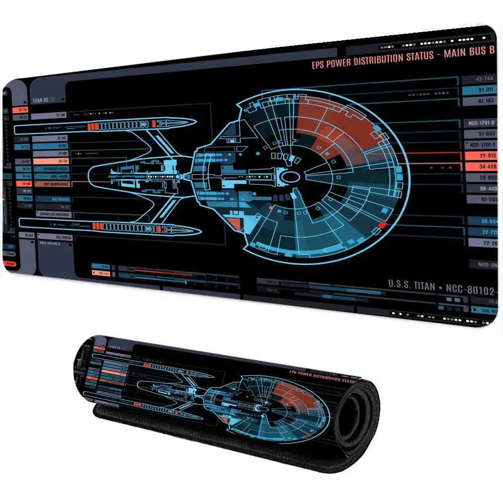 

Starship Blueprint Pad Desk Pad Mouse Pad Gamer Computer Cabinet Star Trek Game Office Accessories Keyboard Anime Extended Large