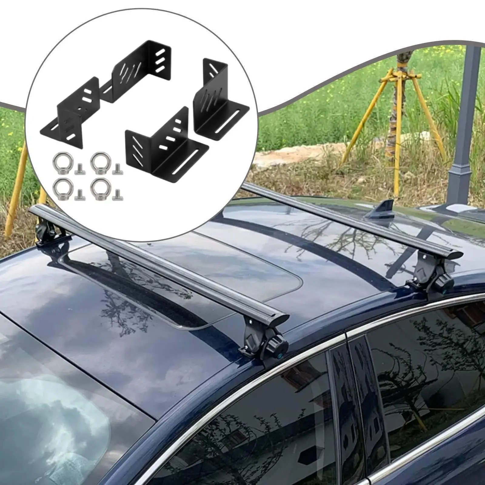 4 Pieces Roof Platform Securing Brackets with Loops for Overland and Camping Steel Construction Quick Detach Sturdy Accessories