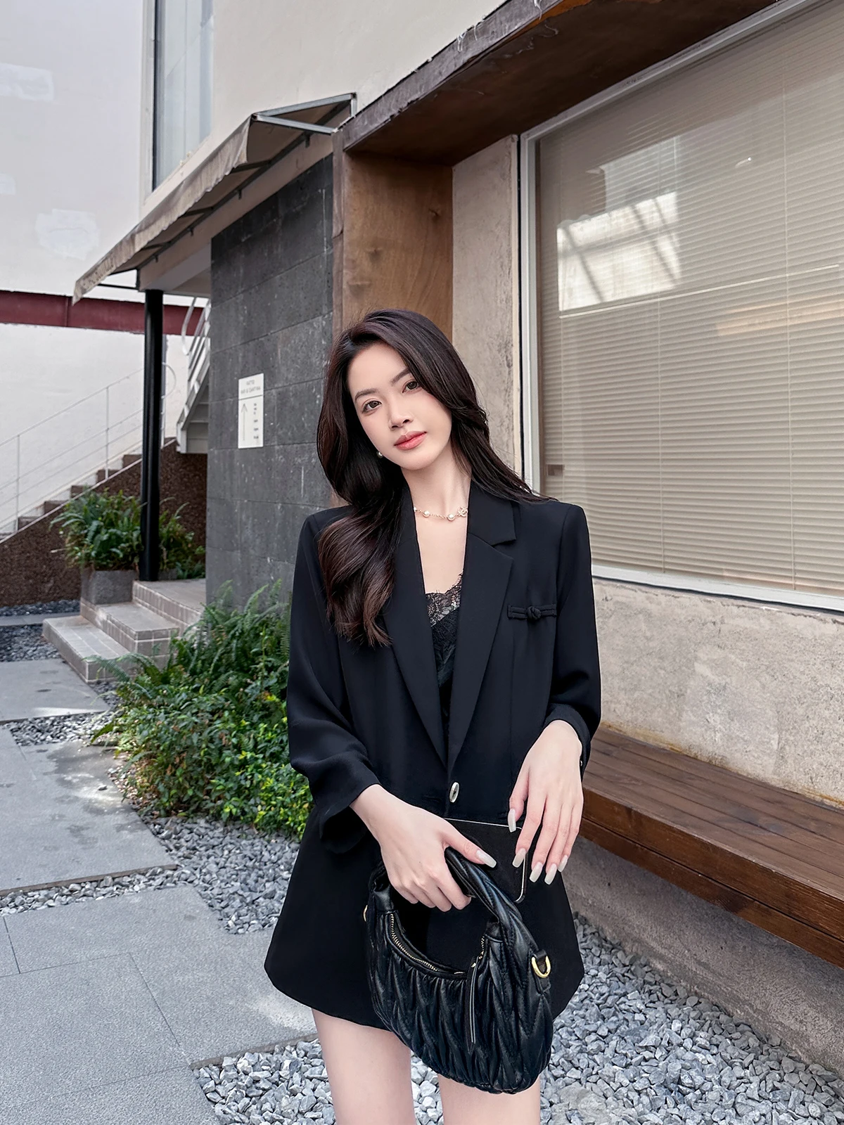 

Bla New Chinese Sle Thin Suit Jaet Women's Casual Profional Clothing 2026 New Design Sensation Commute Sle