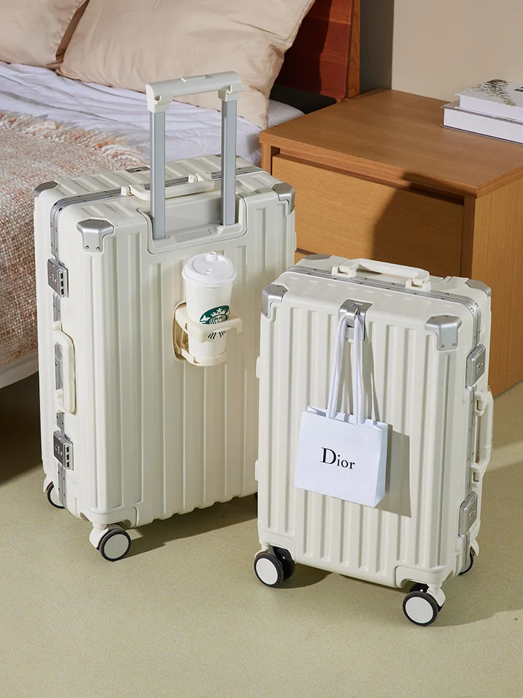 Luggage for women, multifunctional 2023 new trolley box, 24 inch aluminum frame travel box, universal wheel boarding box, male