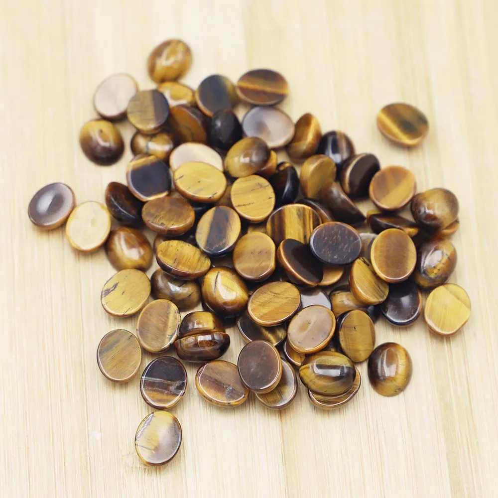 2023 New Top Quality Natural Tiger Eye Stone Oval Shape Cab Cabochons Beads for Necklace Jewelry Making 8x10mm Wholesale 100pcs