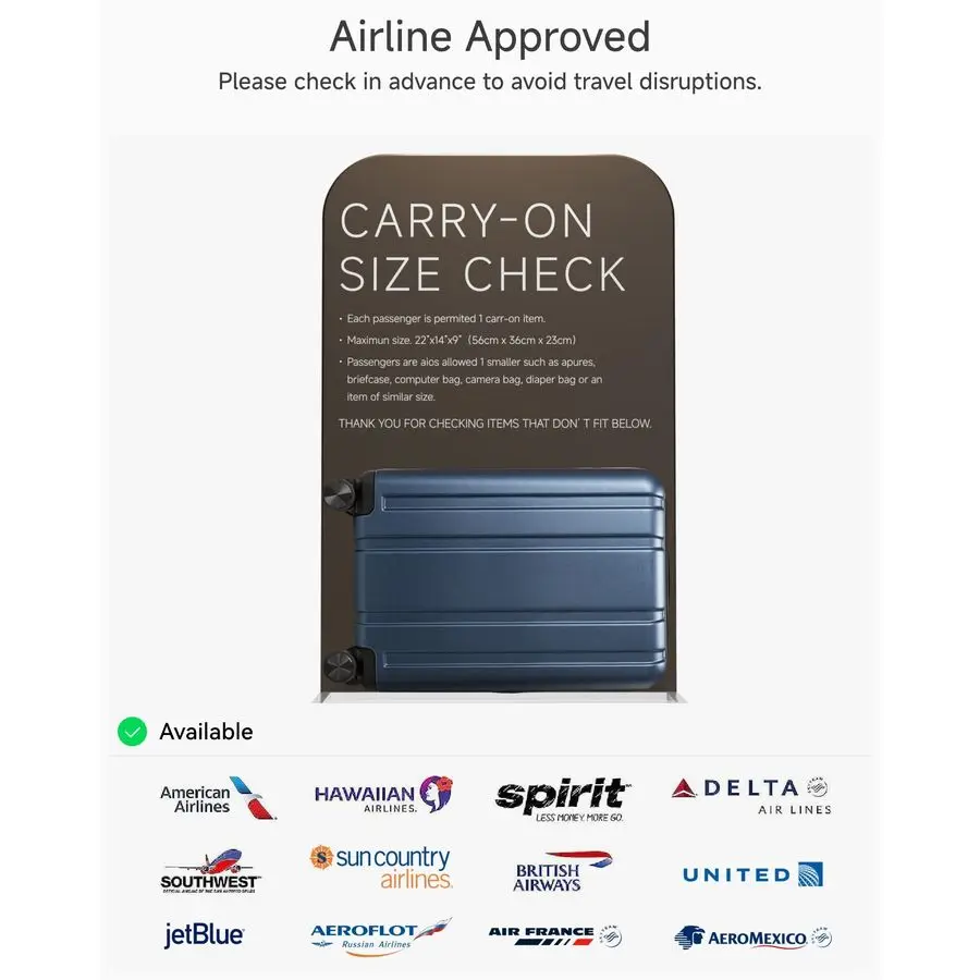 On Luggage 22x14x9 Airline Approved, 100 PC Hard Shell Travel Suitcase with Smooth Spinner Wheels TSA Lock, 20 Inch, Black