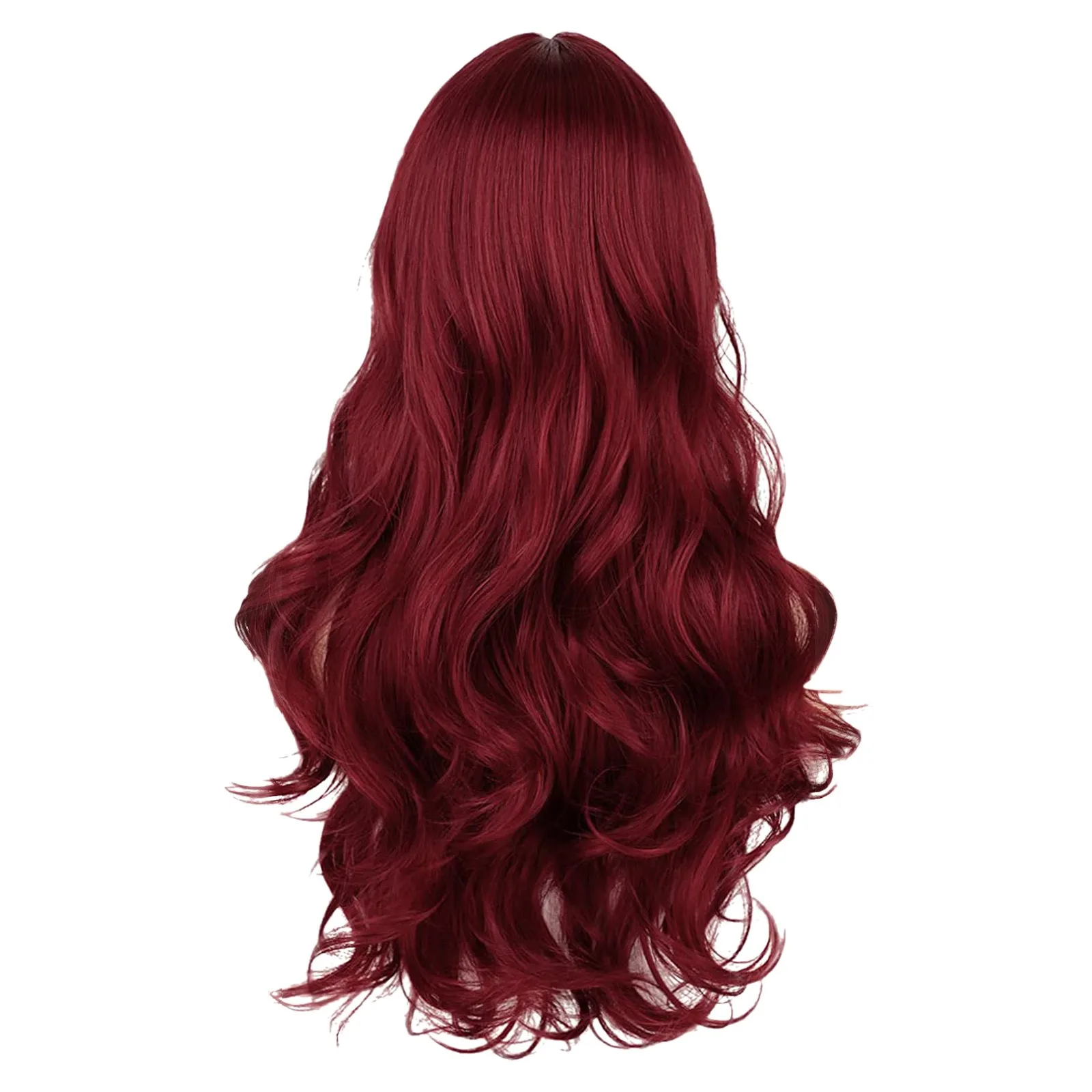 Women Hair Products Long Wine Red Lace Front Wig For Women Middle Parts Long Wavy Human Hair Wig With Lace Front Wig Dry Hair