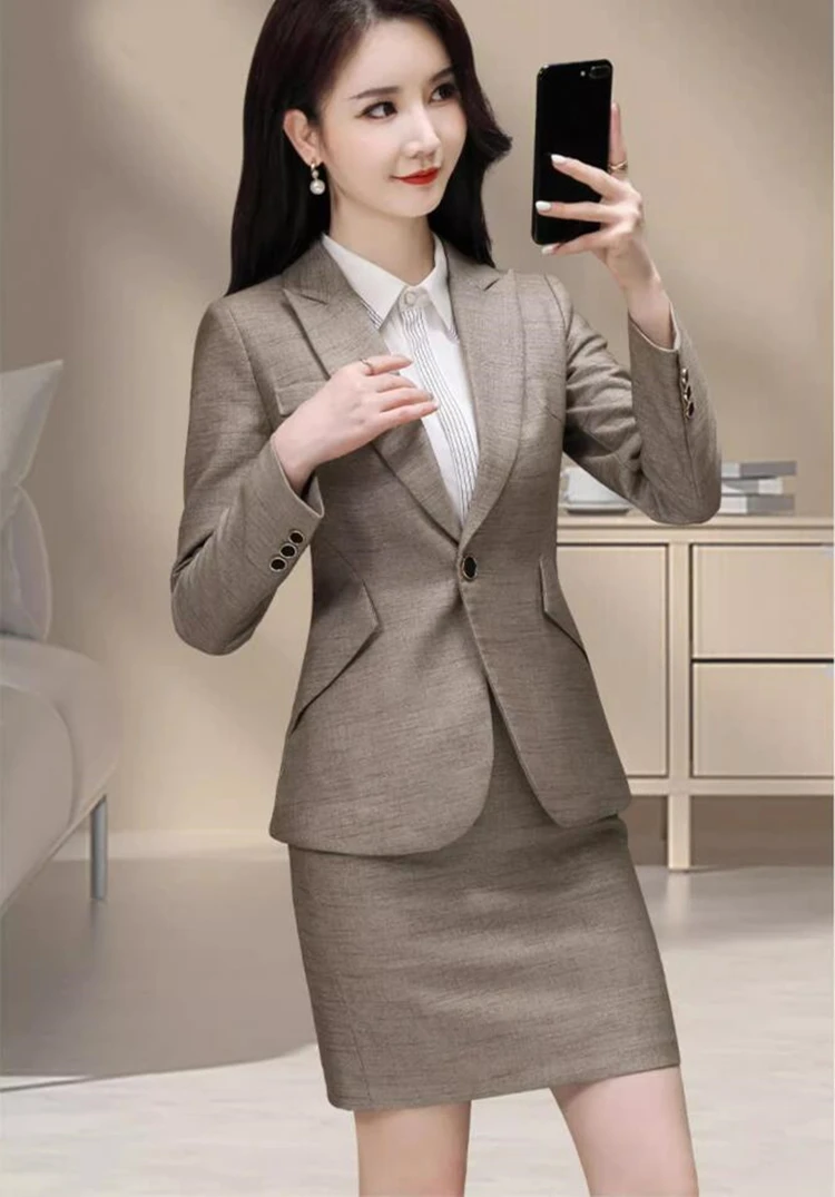 

new spring autumn office lady plus size brand female women girls coat shirt skirt sets suits clothing