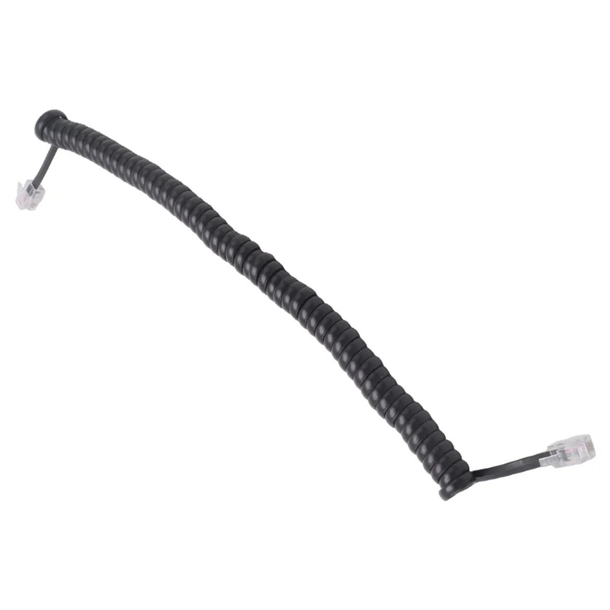 ~【On Sale】Replacement RJ9 4P4C Plug Coiled Stretchy Telephone Handsets Cable Line Black